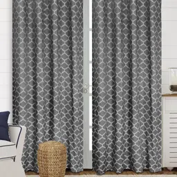 Saral Home Grey & White Set of 2 Room Darkening Door Curtain-image-80