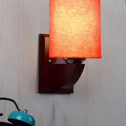 Devansh Orange Wood Traditional Cylinder Shaped Wall Lamp-picture-16