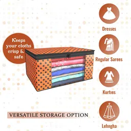 Kuber Industries Orange & Black 4 Pieces Printed Foldable Multi Utility Organisers image 4