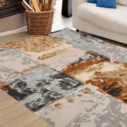 saraswatii global Grey & Brown Abstract Anti-Skid Woollen Carpet-picture-17