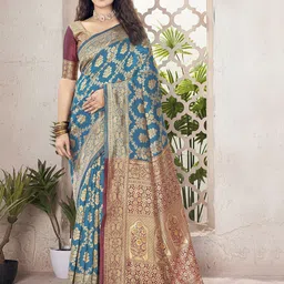 Shreyansh creation Woven Design Zari Banarasi Saree-image-22