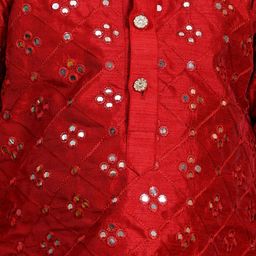 NFC CREATION Boys Embroidered Regular Mirror Work Dupion Silk Kurta with Patiala image 2
