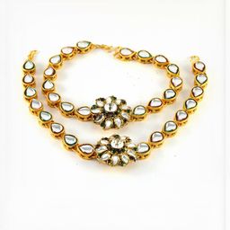 Vidhya Kangan Golden Stone Stud-Gold Plated Brass Anklet-16