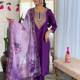 SHREE KHODAL FASHION Women Ethnic Motifs Embroidered Kurta with Trousers & Dupatta-picture-19