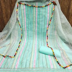 Rangtulika Geometric Embellished Chanderi Cotton Unstitched Dress Material-picture-28