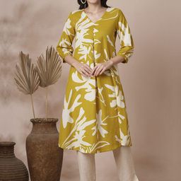 KALINI Women Printed Pleated Pure Cotton Kurta with Trousers-image-51
