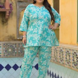 Lee Moda Printed Pure Cotton Round Neck Top & Trouses Co-Ords Set-image-34