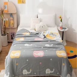 JC HOME Grey & Pink Cartoon Characters AC Room 400 GSM Single Bed Quilt-image-59