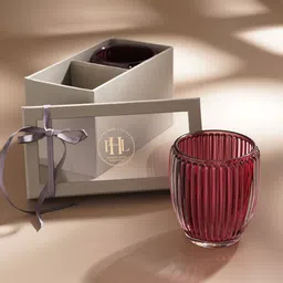 Pure Home and Living Maroon & Transparent 2 Pieces Glass Tealight Candle Holder-image-10