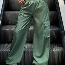 Next One Women Smart Loose Fit High-Rise Easy Wash Cargos Trousers-image-94