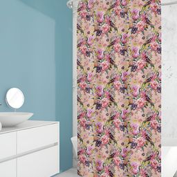 ArtzFolio Pink & Purple Floral Printed Waterproof Shower Curtain-image-97