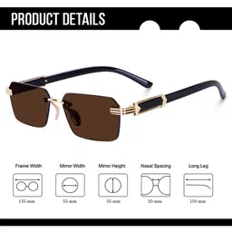 Dervin Unisex Rectangle Sunglasses with UV Protected Lens image 3