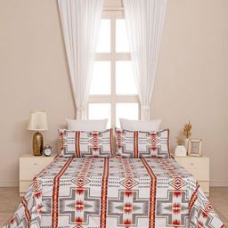 HOMEMONDE Nomadic Dreams White 210 TC Cotton Queen Bedsheet Set 2.54 m x 2.28 m-picture-33