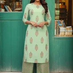 SZN Women Floral Printed Regular Pure Cotton Kurta with Palazzos-picture-47