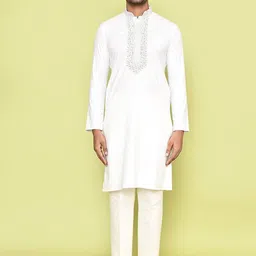 Arihant Rai Sinha Men Floral Embroidered Regular Kurta with Trousers-picture-46