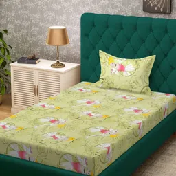 KLOTTHE Kids Green Cartoon Character 400TC Pure Cotton Single Bedsheet Set 2.25m x 1.5m-image-26