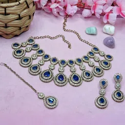 VATSALYA creation Alloy Gold- plated Turquoise Jewellery Set-17