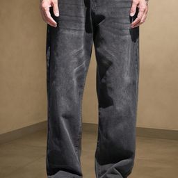AFLASH Men Baggy Fit Mid-Rise Clean Look Light Fade Stretchable Jeans-image-119