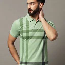 HUSHBUCKS Men Checked Polo Collar Applique T-shirt-picture-41