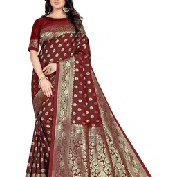 KALINI Woven Design Zari Silk Blend Kanjeevaram Saree-image-43