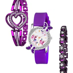 CSAMON Women Printed Dial Watch & 2 Bracelets Gift Set-image-27
