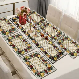 ANA 7 Pcs Beige & Red Printed Table Place Mats-8
