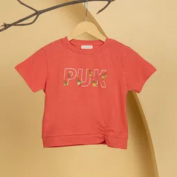 Purple United Kids Girls Typography Printed Applique T-shirt-image-55