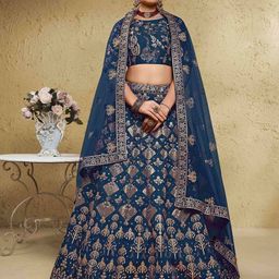 FABPIXEL Ethnic Embroidered Sequinned Semi-Stitched Lehenga & Unstitched Blouse Set-picture-12