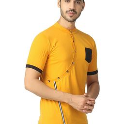 Black Collection Men Colourblocked Mandarin Collar T-shirt-image-109