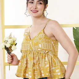 KEIYONA Print Cotton Peplum Top-picture-8