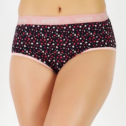 GOTO Pack Of 2 Printed Mid-Rise Hipster Briefs nylon print outer elastic Blk Pink-Red 2ps image 4