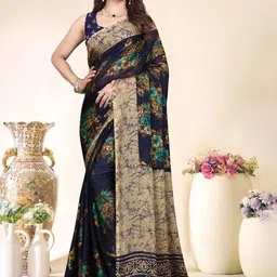 SUPERLAXMI Floral Pure Chiffon Designer Saree-image-64