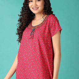 V-Mart Women Pure Cotton Printed Maxi Nightdress-picture-17