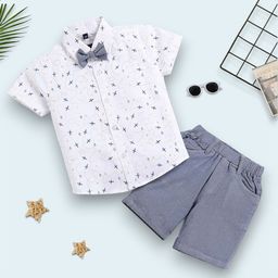 TinyBrezy Kids Printed Short Sleeves Shirt With Shorts-image-59