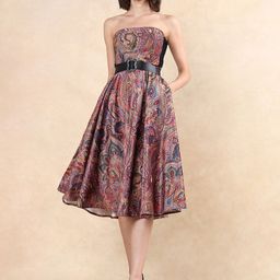 RAREISM Women Floral Print Off-Shoulder Cotton Fit & Flare Midi Dress-image-37