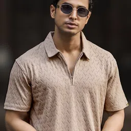 Maniac Men Self Design Polo Collar Cotton T-shirt-image-75
