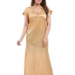 LIFE-TALE Women Beige Satin Nightdress-image-40