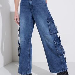 SF JEANS by Pantaloons Women Relaxed Fit High-Rise Mildly Distressed Heavy Fade Jeans-image-51