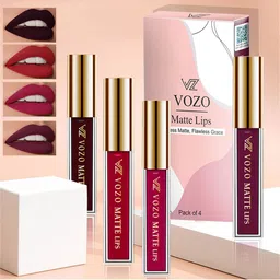 VOZO Set Of 4 Matte Lips Liquid Lipstick 4 ml Each Shade 102-104-105-201-40