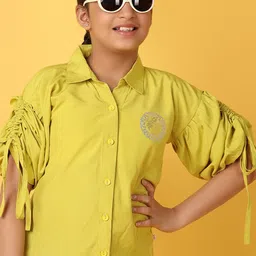 V-Mart Girls Solid Shirt Collar Cotton Top-picture-38