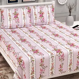 VAS COLLECTIONS Valancia Pink Floral Microfiber 210 TC Queen Bedsheet Set-2.54x2.28m-picture-29