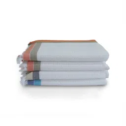 Aura Off White & Orange 4 Cotton 210 GSM Bath Towel-15