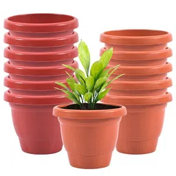 Kuber Industries Orange-Colored & Red 12 Pieces Versatile Sturdy Flower Planters-27