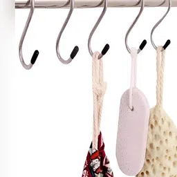 DeoDap 6-Pcs Grey Stainless Steel Heavy Duty S-Shaped Hanging Hooks-9