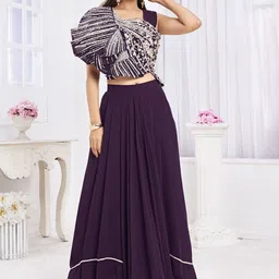 JIVORA Embroidered Beads and Stones Ready to Wear Lehenga &-picture-15