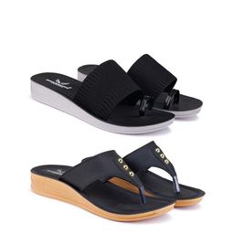 BERSACHE Women Set Of 2 Ultra Soft Technology Open Toe Flats-picture-9