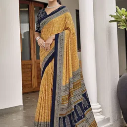 FASHION STROM Ethnic Motifs Pure Cotton Bagru Saree-picture-41
