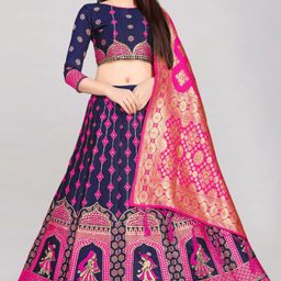 LeeliPeeri Designer Foil Print Semi-Stitched Lehenga & Unstitched Blouse With Dupatta-picture-17