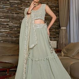 ODETTE Embroidered Sequinned Semi-Stitched Lehenga & Unstitched Blouse With Dupatta-picture-13