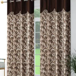 Galaxy Home Decor Brown 2 Pieces Floral Printed Window Curtain 5 Feet-image-80